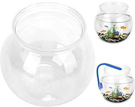 Mini Fish Tank,Classic Drum Style Fish Bowl Transparent Plastic Round Bowl Aquarium 360° View of Aquarium Centerpiece or Terrarium(Mini)