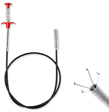 Desatascador de desagüe Fuerte y Flexible, desatascador de desagüe de 90 cm Desatascador de desagüe de Serpiente Herramienta de depilación de desagüe de Resorte para baño de Cocina (Negro)