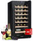 Klarstein Weinkühlschrank, Getränkekühlschrank Schmal, 1 Zone Kühlschrank mit Glastür, Getränkekühlschränke Freistehend, Weinkühlschrank Klein, Weinkühlschränke mit UV-Schutz, 4-18°C, 28 Flaschen