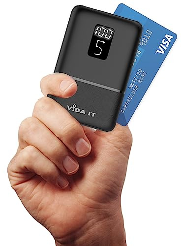 Vida IT Mini powerbank batteri för värmeväst, uppvärmbar väst, jacka 5 000 mAh batteripack, lätt, bärbar laddare för iPhone 8 11 Samsung Galaxy S22 S21 Oppo Oneplus mobiltelefon, USB-C mobiltelefon