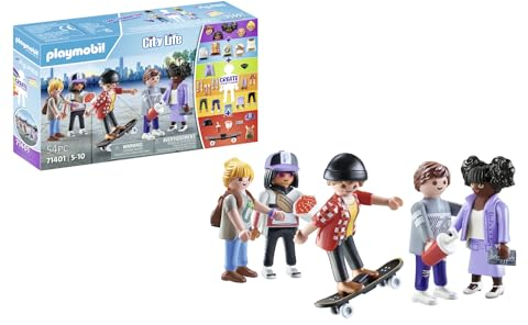 PLAYMOBIL My Figures 71401 Fashion, City Life, 5 Spielfiguren mit über 1000 Kombinationsmöglichkeiten, mit Accessoires wie Skateboard, Mütze und Handtasche, Spielzeug für Kinder ab 5 Jahren