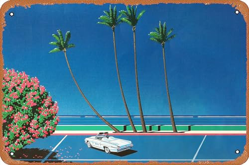 AirBnk Hiroshi Nagai Kunstdruck Poster Vaporwave Shirt Poster Metall Blechschild 20,3 x 30,5 cm Vintage Retro Man Cave Wanddekoration