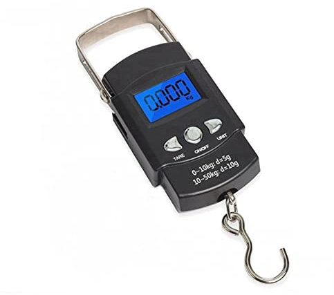 LOLPALONE 1 Reisewaage 50 kg mit Lineal Fischwaage hochpräzise Batterie