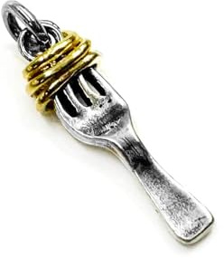 Ciondolo Forchetta con Spaghetti in Argento Argento