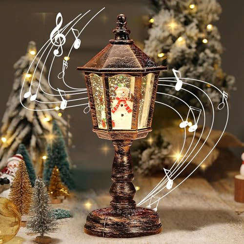 Globo de Nieve de Navidad,Linterna de Navidad,Linterna de Globo de Nieve de Navidad con Música,Farolillo Navidad,Globos de Nieve,Vintage con Brillo de Agua Luz de Noche,para Decoración del Hogar