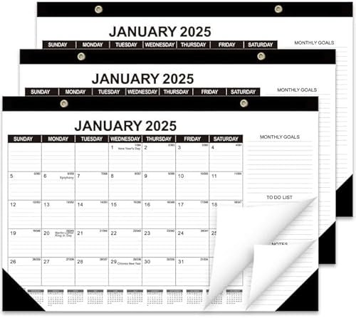 GuassLee Desk Calendar 2026, 3 Packs, 18 Months Calendar 17 × 11.5 Desk Calendar from Jan. 2026 to Jun. 2027 with Julian Date, To-do List, Notes, Monthly Goals, for Home School Office