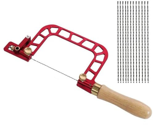 Greethga Scie à chantourner avec cadre en acier - Scie à chantourner de précision - Scie à manuelle efficace - Outil à main autonettoyant avec poignée