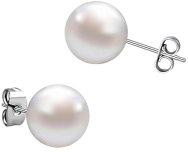 8 Paare Perlenohrringe, Perlenohrringe Silber 925, Damen Ohrstecker, Perlenohrstecker, Pearl Damen Earrings, Hypoallergen, 3/4/5/6/7/8/10/12mm Ohrringe Set für Frauen Love Perlen-Ohrringe Silber Perla