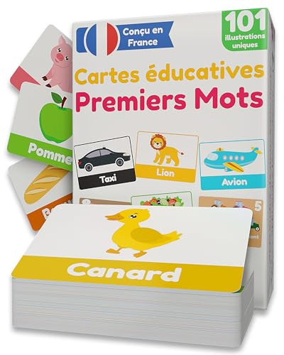 Cartes Éducatives Premiers Mots | Flashcards Enfants 1-3 Ans | Bébé Jeu d’Apprentissage | 101 Supports d’Éveil Uniques | Dès 12 Mois | Jouet Développement Langage & Parole