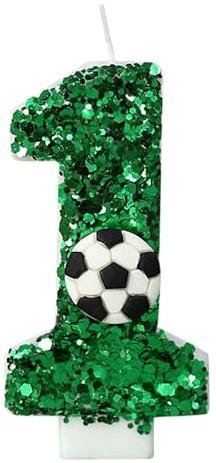 3D Velas De Cumpleaños, Fútbol Verde Vela,velas cumpleaños numeros，velas cumpleaños bengala，Vela de Número 1 de Pastel Decoración,Aniversarios,Baby Shower de Cumpleaño(Número 1)