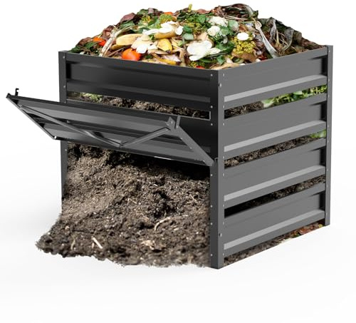Trellume Compost Bin Outdoor - 285 Gallon Composter with Rust-Proof Coating, Painted Finish, Large Compost Bin for Producing Fertilizer from Kitchen Waste and Fallen Leaves（Metal）