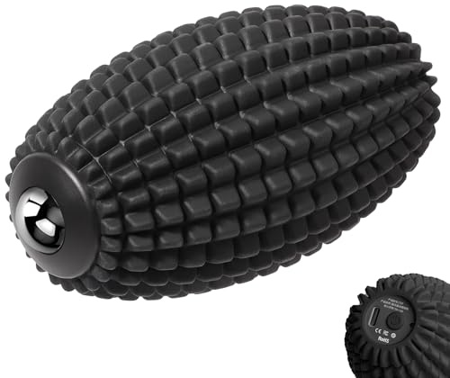 JIEJUNJIE Vibrating Massage Ball for Full Body Relaxation, Silicone Trigger Point Massager Ball for Back, Neck, Foot, Muscle Recovery, Portable Rechargeable Massage Roller, 3 Vibration Modes (Black)