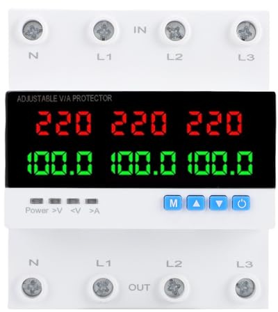 Fafeicy Commutateur de Transfert Automatique 100A 4P, Double Sélecteur de Puissance, Commutateur de Transfert de Générateur avec Protection OV OC Réglable pour Générateurs, Onduleurs,