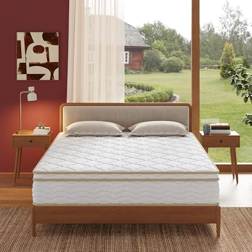 Queen Mattress,12 Inch Hybrid Mattresses In a Box,CertiPUR-US (Queen Size)