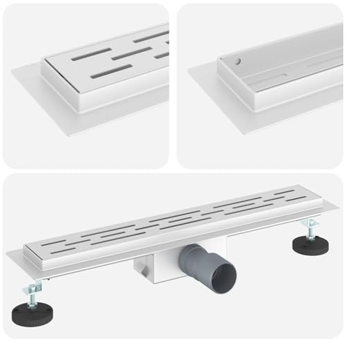 vidaXL Duschavlopp med Glasöverdrag Silver 50 cm Rostfritt Stål 304, Badrum, rektangulär, minimalistisk design med justerbara fötter för moderna ytor, enkel installation och knoppar