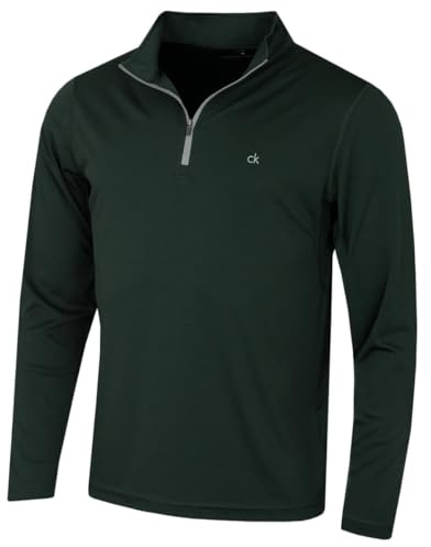 Calvin Klein Mens Harlem 1/4 Zip Sweater - Evergreen - L