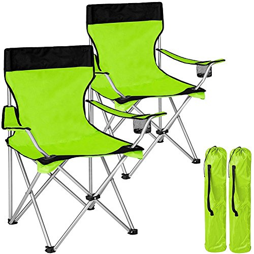BAKAJI Coppia Sedie Pieghevoli Da Campeggio Con Borsa Camping Sedia Mare Spiaggia Pesca Da Esterno In Acciaio e Poliestere Con Vano Porta Bibite e Smartphone (Verde)