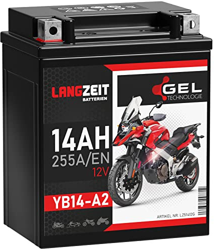 LANGZEIT YB14-A2 batteria moto 12V 14Ah 255A/EN GEL Batterie 12V 51412 YB14-B2 YB14A-A2 CB14-A2 FB14-A2 6Y4P senza manutenzione