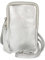 styleBREAKER Damen Leder Handy Umhängetasche mit genarbter Oberfläche, Reißverschluss, Echtleder Mini Bag 02012374, Farbe:Silber