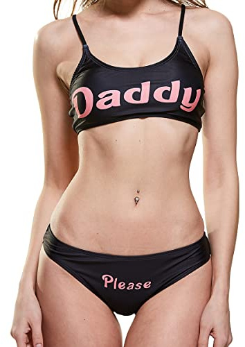 SINGUYUN Sì Papà Reggiseno e Panty Set Costume da bagno Anime Bikini Cosplay Lingerie Set, nero, Medium