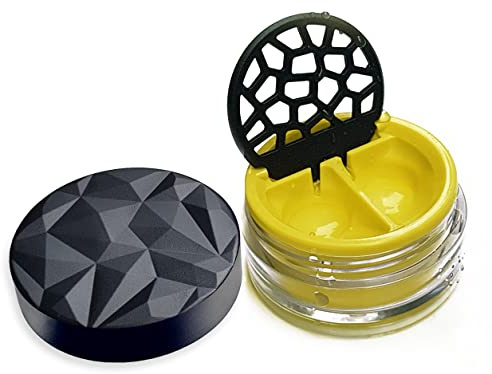 Lensbix Geometrisk kontaktlinsbehållare. Vuxentillbehör med futuristisk 3D-lockdesign. Den eleganta presenten för alla som gillar att bära linser. (No25 gul)