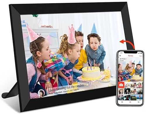 trendina Digitaler Bilderrahmen - 10,1 Zoll Full IPS Bildschirm Elektronischer Fotorahmen WiFi Frameo Weihnachten! (Schwarz)