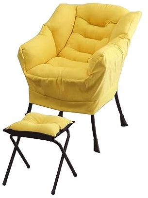 LUVCMFT Lazy Chair with Ottoman, Modern Large Lounge Chair with Footrest Armrests and A Side Pocket Single Sofa Reading Chair for Bedroom, Living Room, Dorm Rooms, Garden (Yellow)