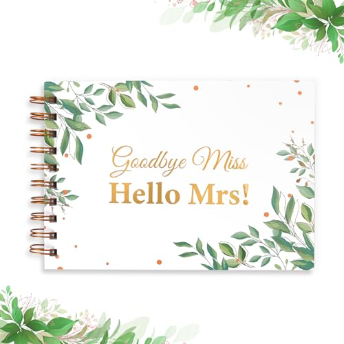 LOHAME JGA Gästebuch Goodbye Miss Hello Mrs Hochzeitsbuch Junggesellinnenabschied Gästebuch Team Braut Erinnerungsbuch Eukalyptus Hochzeitsalbum Geschenk für Hochzeit Brautparty Polterabend(60 Seiten)