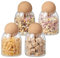 Eden & Willow Striped Glass Kitchen Storage Jar with Cork Ball | Ribbed Food Canister Jar with Spherical Cork Lid | BPA-Free Pantry Organiser (4, 0.5L)