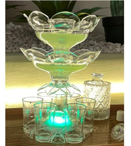 PLOGGING Spender und Halter mit 6 Schnapsgläsern，Doppelschicht Schnapsglas Spender für Saft oder Likör， multifunktionaler Weinspender，für Alkohol für Arten von Partys, lustiges Bar-Zubehör