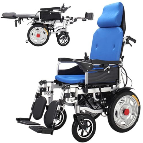 JMbpkduHs Carrozzina Elettrica, Carrozzina Elettrica Leggera, Carrozzine Reclinabili 90-180°, Carrozzina Elettrica a Doppio Motore, Ausilio per La Mobilità degli Anziani, Veicoli per Disabili,D