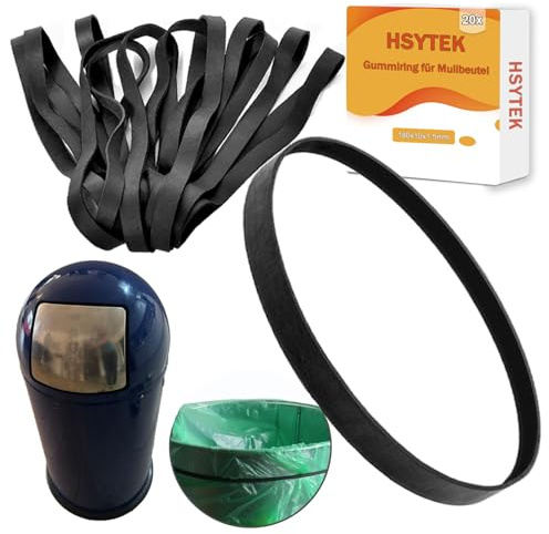 20 stycken gummiband, 180 x 10 x 1,5 mm gummiband, gummiringar breda, gummiband svart starkt, kompatibel med Wesco soptunna, soppåsställ, ersättningsgummiring för soppåsar