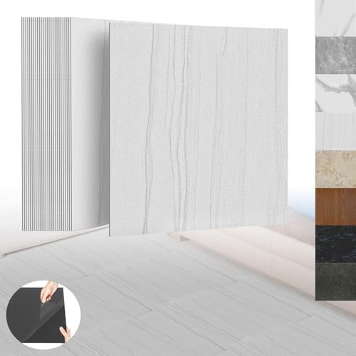 XINZI Lot de 54 dalles de sol autocollantes en PVC - En vinyle - Avec effet bois - 5,02 m² - Pour cuisine, salon - Gris clair