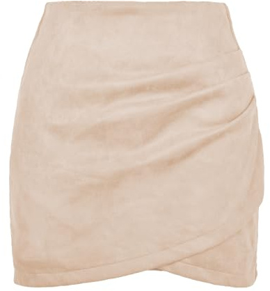 FUNSEED Jupe courte en daim extensible de qualité supérieure - Taille haute - Pour femme