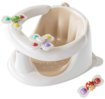 Salyeeluly Baby Bath Seat 1-3 Years | Non-Slip Bath Support Seat with Spin Toys, Multicolor