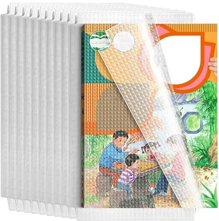 Gsrhzd Copertine per Libri Scolastici, 10 Pezzi Regolabili Plastica Trasparenti Copertine Adesive per Libri Scolastici, per Lavoro/Scuola, A4