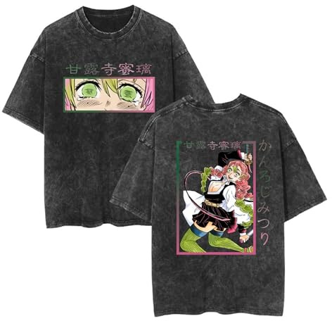 Satdflie Anime Demon Slayer T-Shirt Adulte Hommes Femmes Cosplay Costume Manga Personnages Imprimer Chemise Été Loose Roundneck Tee Cadeau pour Les Fans Noël, Style / 8, L