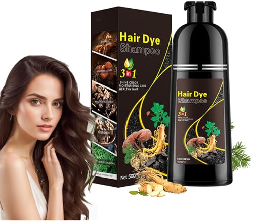 500 ml de champú 3 en 1, tinte instantáneo para el cabello para hombres y mujeres, champú de color natural y duradero (ChestnutBrown)