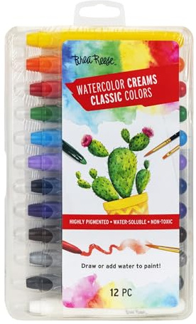 Brea Reese Watercolor Creams - Classic - Versatile Medium Facilitates Many Artistic Techniques, 12 Count (Pack of 1)