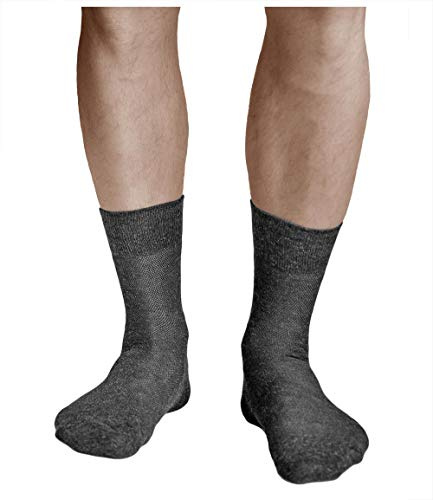 vitsocks Calcetines de Verano Primavera Lino Algodón Hombre (3 PARES) Finos Transpirables, gris oscuro, 42-43