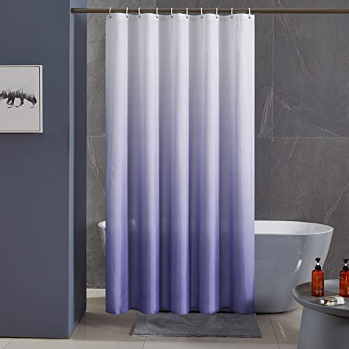 Furlinic Shower Curtain White to Purple Water Resistant Polyester Fabric Narrow Bath Curtains Waterproof Washable for Wet Room Bathroom 35x72 Inch(90x180cm).