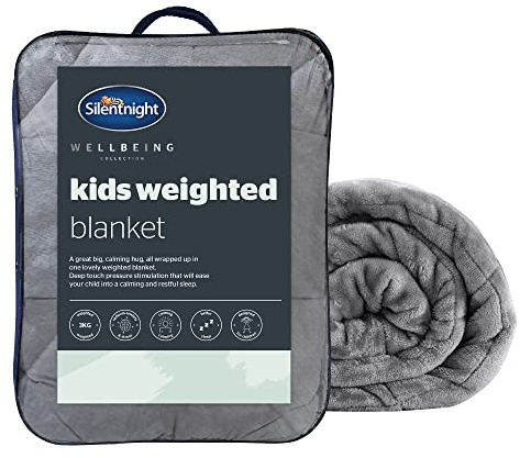 Silentnight Kids Weighted Blanket, Wellbeing Collection, Grey, 3kg | Calming Comfort for Children, Deep Touch Pressure, Reduce Stress, Anxiety, Restlessness, Therapeutic Hug, 100x150cm