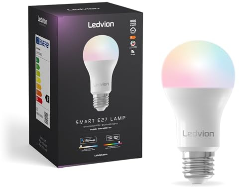 Ledvion - 4X SMART RGB+CCT Lampada LED E27, 8W, 806 Lumen, Illuminazione Wi-Fi, Dimmerabile, Alexa & Google Home