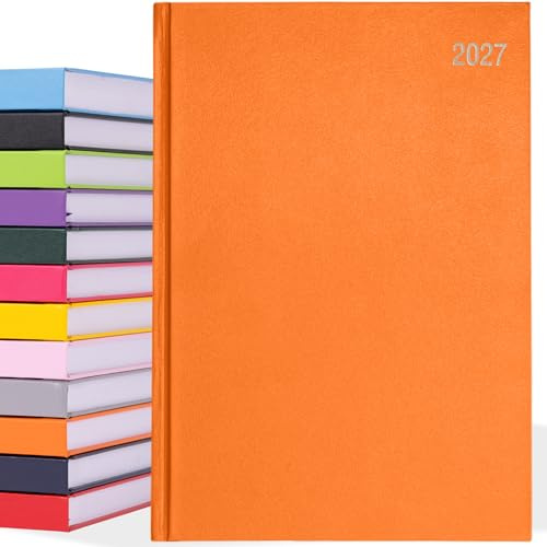 2027 Diary A4 A5 Page a Day Hardback Ruled Daily Planner (A4, Orange)