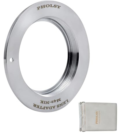 PHOLSY objektivadapter manuellt fokus kompatibel med M42 42 mm fästobjektiv och Nikon F Mount kamerahus, M42 till Nikon F