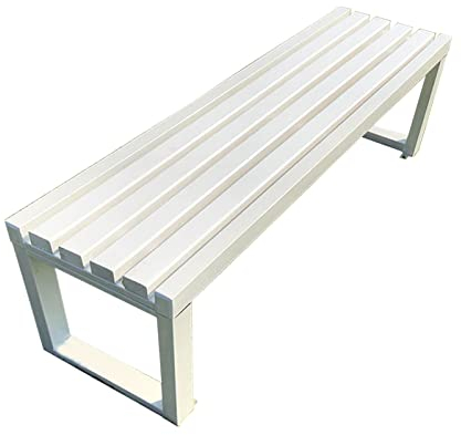SORVA Banco Exterior de Metal, Banco de jardín, Material de tubería galvanizada, Resistente y Duradero, Ideal para Uso en jardín, Calle y Exteriores (Color: Blanco, tamaño: 100 cm)