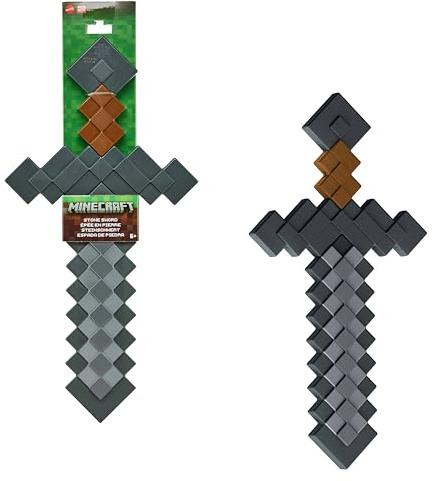 Minecraft Épée en pierre Collection d’accessoires de combat pour jeu de rôle au design pixélisé (les styles peuvent varier)