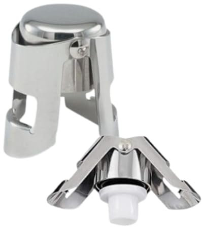 2-Pack Leak-Proof Champagne Bottle Stoppers, Stainless Steel Reusable Wine Stoppers, Vacuum Sealer for Fresh Sparkling Wine, Air Tight Seal for Prosecco