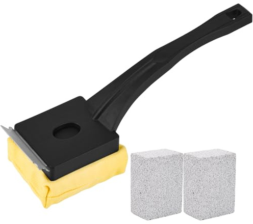Grill Brush Bristle Free,Steam Cleaning Grill Brush,Pumice BBQ Grill Cleaner,Replaceable Head Barbecue Grill Cleaning Brush,with BBQ Cleaning Pad(1pcs) and Grill Stone Cleaning Block(2pcs)