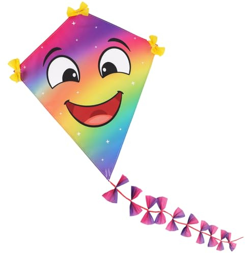Cerf-Volant Couleur de Arc-en-Ciel avec Manettes 50m Ficelle Cerf-Volant avec Queue Forme de Noeud Papillon Jeu en Plein Air pour Enfant Jouet pour Plage Parc Exterieur